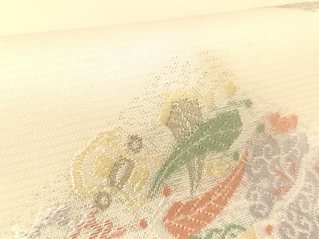 平和屋着物＊夏物 九寸名古屋帯 唐織 菱吉祥文 正絹 逸品 AABA2545np