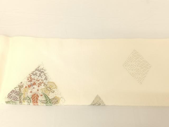 平和屋着物＊夏物 九寸名古屋帯 唐織 菱吉祥文 正絹 逸品 AABA2545np