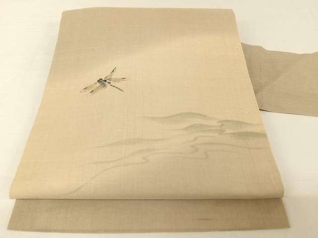 平和屋着物＊夏物 絹芭蕉 九寸名古屋帯 手描き 勝虫 正絹 逸品 AABA2546np