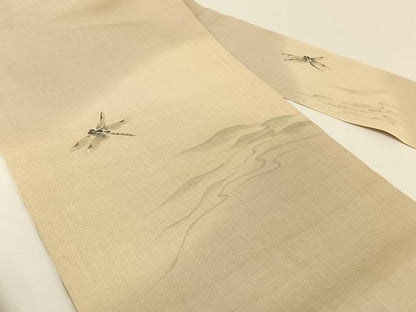 平和屋着物＊夏物 絹芭蕉 九寸名古屋帯 手描き 勝虫 正絹 逸品 AABA2546np