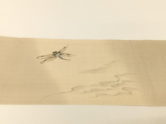 平和屋着物＊夏物 絹芭蕉 九寸名古屋帯 手描き 勝虫 正絹 逸品 AABA2546np