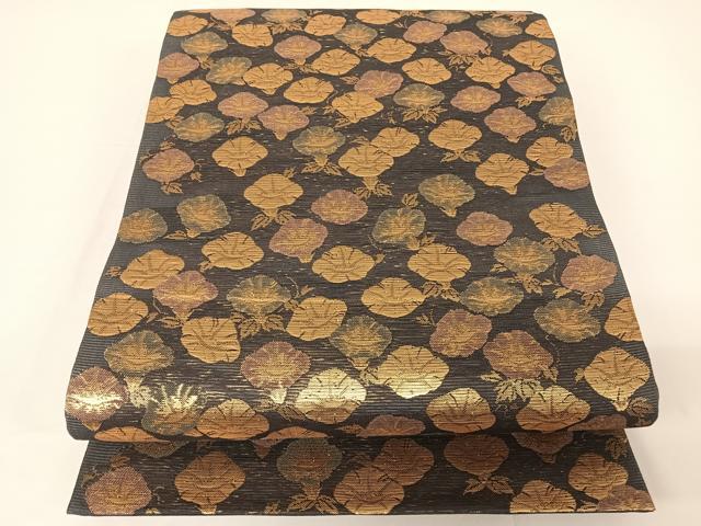 平和屋着物＊夏物 全通柄袋帯 朝顔 金糸 正絹 逸品 AABA2551np