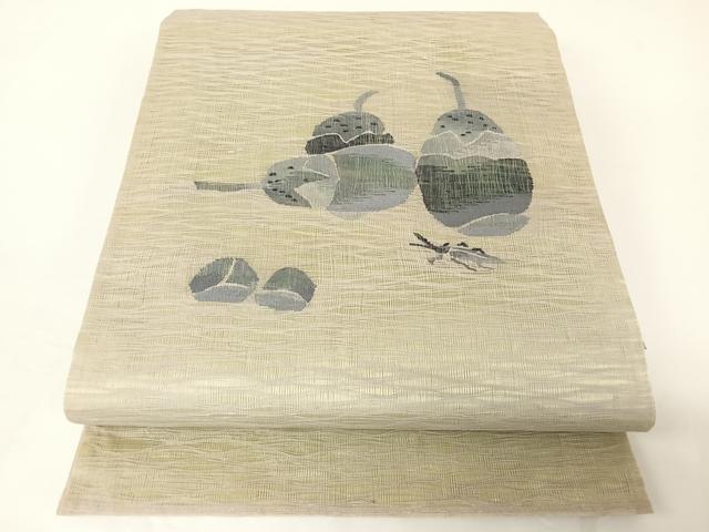 平和屋着物＊夏物 太鼓柄袋帯 すくい織 成り物 夏虫 正絹 逸品 AABA2553np