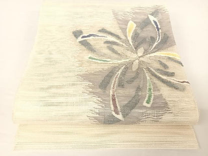 平和屋着物＊夏物 西陣 都織物謹製 八寸名古屋帯 花文 証紙付き 正絹 逸品 AABA2555np