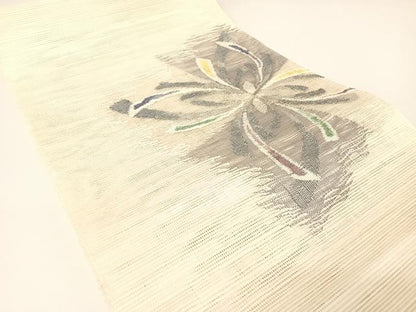 平和屋着物＊夏物 西陣 都織物謹製 八寸名古屋帯 花文 証紙付き 正絹 逸品 AABA2555np