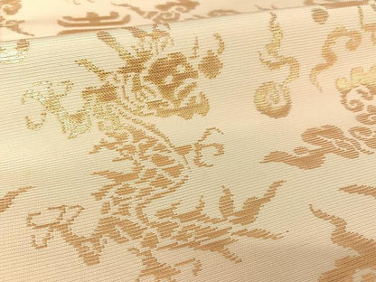 平和屋着物●龍村平蔵製 六通柄 本袋帯 寿鶴金華山文錦 金糸 正絹 逸品 AABA2559np