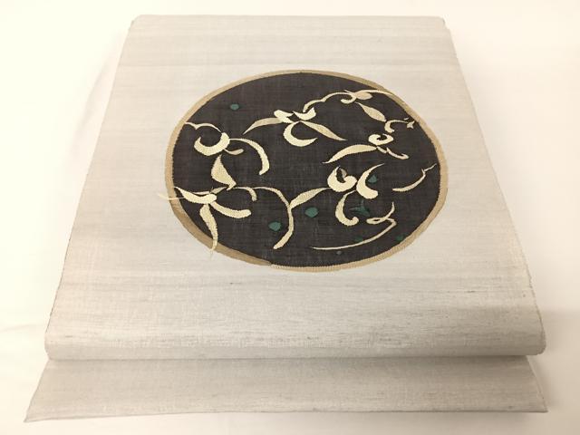 平和屋着物●太鼓柄袋帯 紬地 すくい織 花丸文 正絹 逸品 AABA2581np