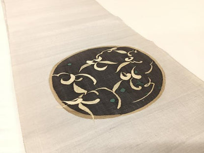 平和屋着物●太鼓柄袋帯 紬地 すくい織 花丸文 正絹 逸品 AABA2581np