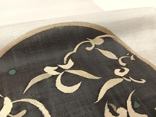 平和屋着物●太鼓柄袋帯 紬地 すくい織 花丸文 正絹 逸品 AABA2581np