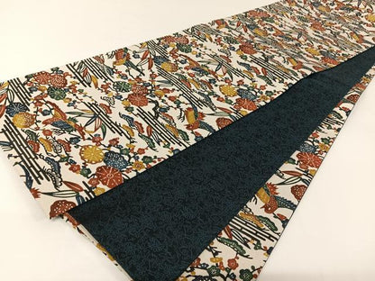 平和屋着物●紅型　全通柄袋帯　花鳥文　正絹　逸品　AABA2611np