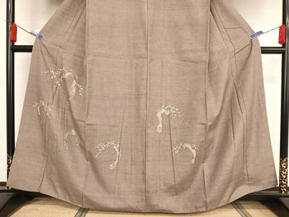 平和屋着物●訪問着　紬地　刺繍　ろうけつ染め　樹林文　正絹　逸品　AABA2616np