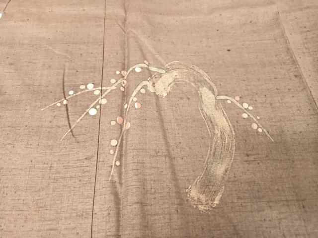 平和屋着物●訪問着　紬地　刺繍　ろうけつ染め　樹林文　正絹　逸品　AABA2616np