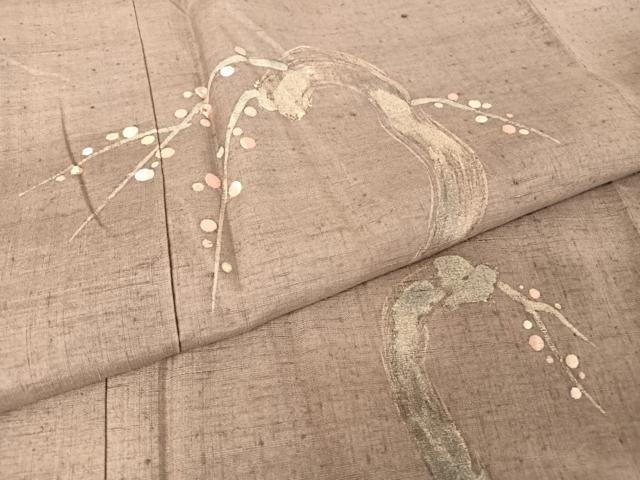 平和屋着物●訪問着　紬地　刺繍　ろうけつ染め　樹林文　正絹　逸品　AABA2616np