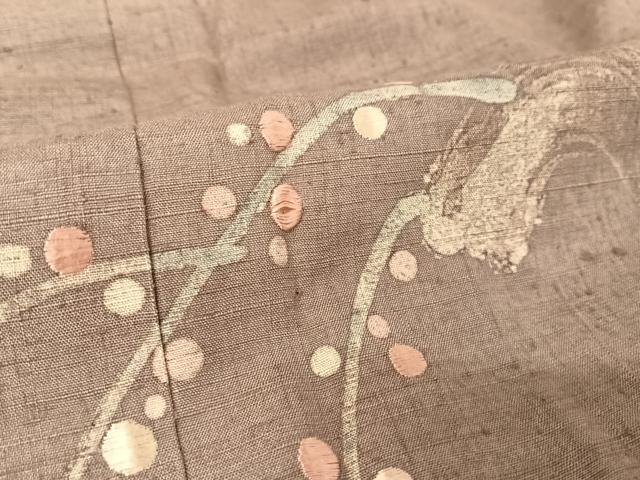 平和屋着物●訪問着　紬地　刺繍　ろうけつ染め　樹林文　正絹　逸品　AABA2616np