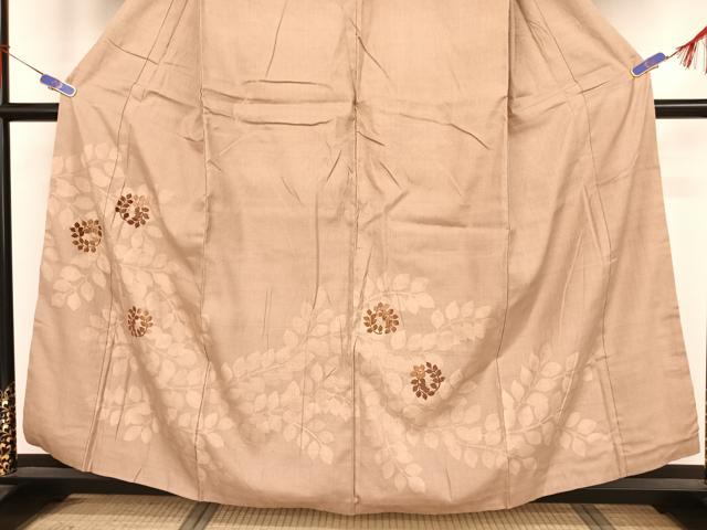 平和屋着物●訪問着 紬地 刺繍 枝葉丸文 正絹 逸品 AABA2622np