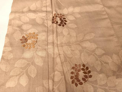 平和屋着物●訪問着 紬地 刺繍 枝葉丸文 正絹 逸品 AABA2622np