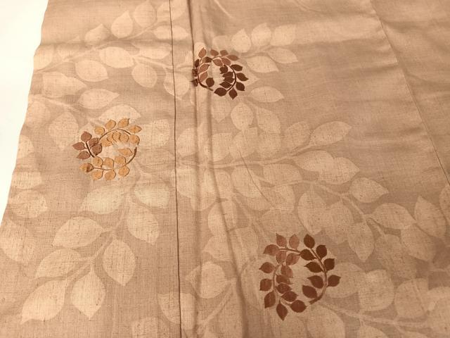 平和屋着物●訪問着 紬地 刺繍 枝葉丸文 正絹 逸品 AABA2622np