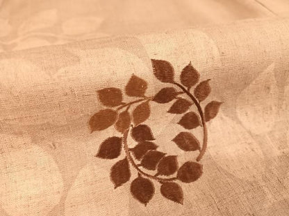 平和屋着物●訪問着 紬地 刺繍 枝葉丸文 正絹 逸品 AABA2622np