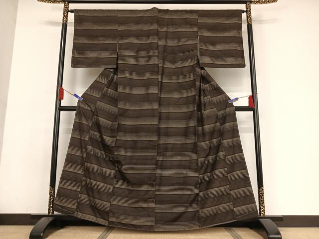 平和屋着物●上質な紬 縞 正絹 逸品 未使用 AABA2628np