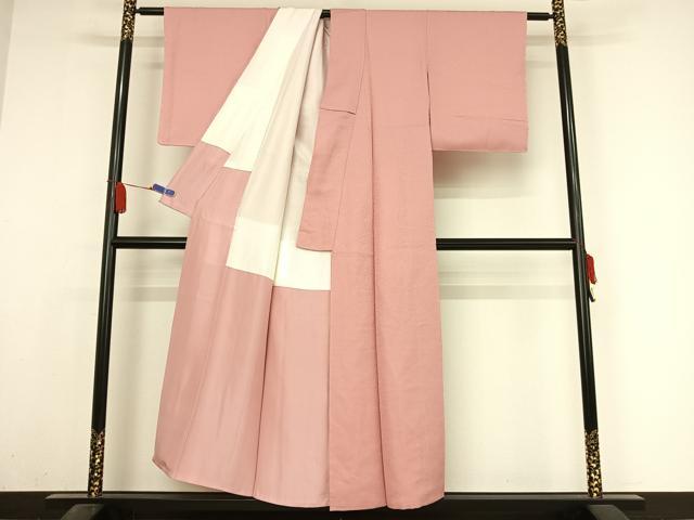 平和屋着物●上質な色無地 紋意匠 薄紅梅色 正絹 逸品 未使用 AABA2640np