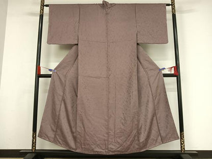 平和屋着物●上質な色無地 作家物 利休彩夢 紋意匠 鳩羽色 正絹 逸品 AABA2642np