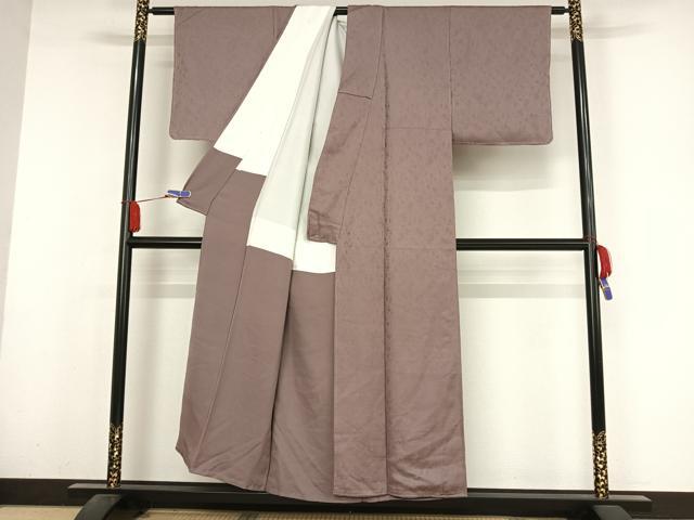 平和屋着物●上質な色無地 作家物 利休彩夢 紋意匠 鳩羽色 正絹 逸品 AABA2642np