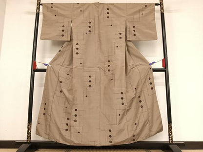 平和屋着物●上質な紬 丸文 正絹 逸品 AABA2645np