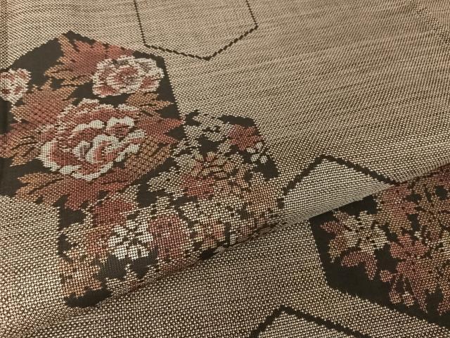 平和屋着物●本場大島紬 カタス9マルキ 亀甲花文 正絹 逸品 AABA2650np