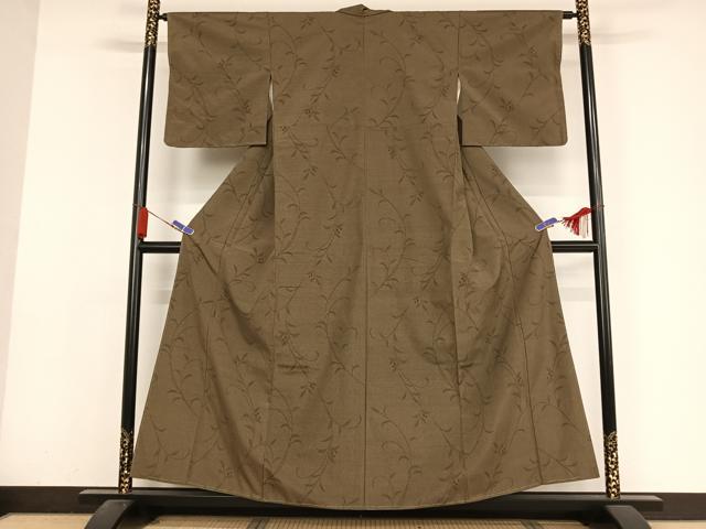 平和屋着物●お召　枝花文　正絹　逸品　未使用　AABA2657np