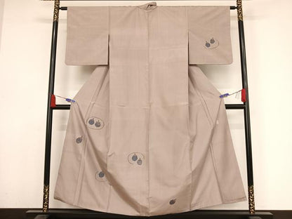 平和屋着物●上質な紬 訪問着 成り物 茄子 正絹 逸品 AABA2677np