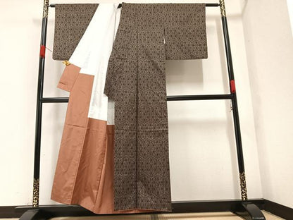 平和屋着物●本場大島紬 一元7マルキ 麻の葉亀甲文 正絹 逸品 AABA2685ph