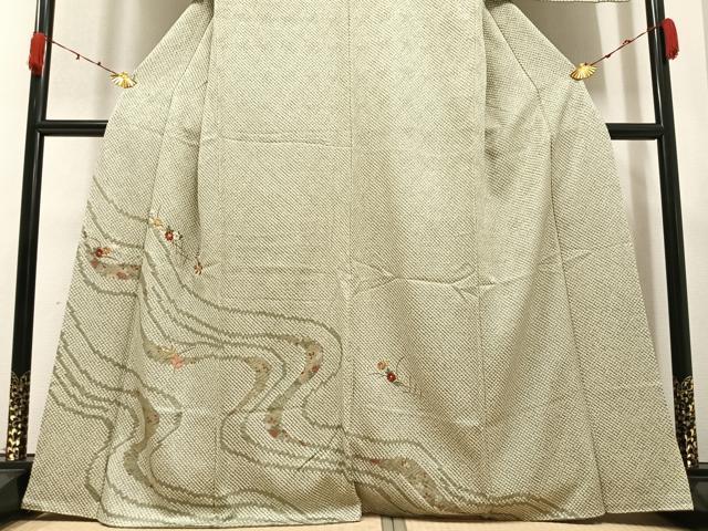 平和屋着物●訪問着 絞り 刺繍 草花文 ますいわ屋扱い 正絹 逸品 AABA2697ph
