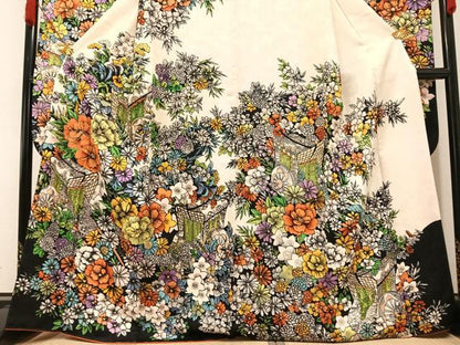 平和屋着物●豪華振袖　駒刺繍　御所車花文　金彩　正絹　逸品　AABA2707ph