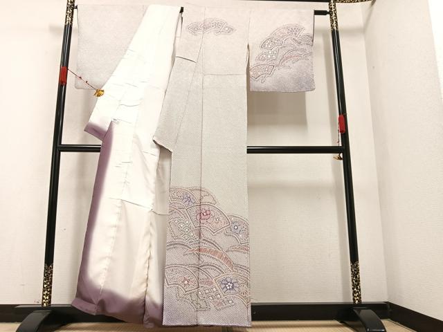 平和屋着物●名門 藤娘きぬたや・総絞り 訪問着 地紙花文 正絹 逸品 AABA2710ph