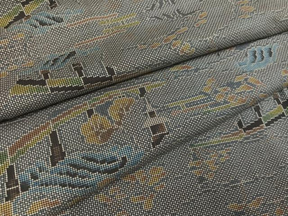 平和屋着物●本場大島紬　一元絣　風景文　正絹　逸品　未使用　AABA2713ph