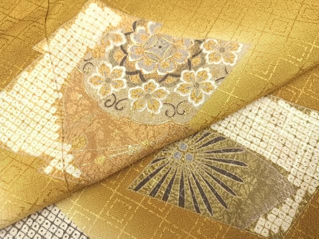 平和屋着物●訪問着 駒刺繍 松皮菱花文 暈し染め 金彩 正絹 逸品 AABA2719ph