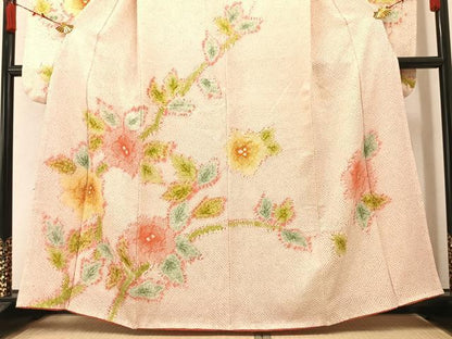 平和屋着物●豪華振袖 絞り 枝花文 正絹 逸品 AABA2737ph