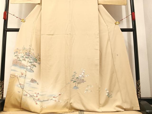 平和屋着物●訪問着　友禅　作家物　松竹梅風景文　暈し染め　正絹　逸品　AABA2742ph