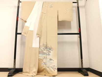 平和屋着物●訪問着　友禅　作家物　松竹梅風景文　暈し染め　正絹　逸品　AABA2742ph