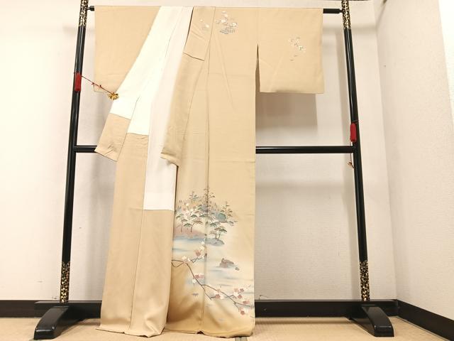 平和屋着物●訪問着　友禅　作家物　松竹梅風景文　暈し染め　正絹　逸品　AABA2742ph