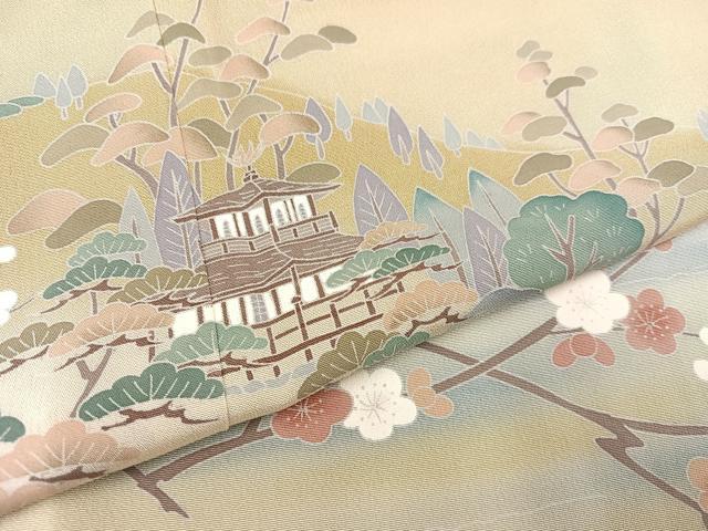平和屋着物●訪問着　友禅　作家物　松竹梅風景文　暈し染め　正絹　逸品　AABA2742ph