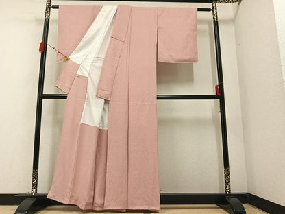 平和屋着物●上質な色無地 一斤染色 正絹 逸品 AABA2749ph
