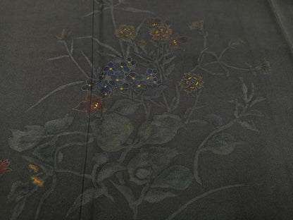 平和屋着物●訪問着 手描き ろうけつ染め 草花文 正絹 逸品 AABA2757ph