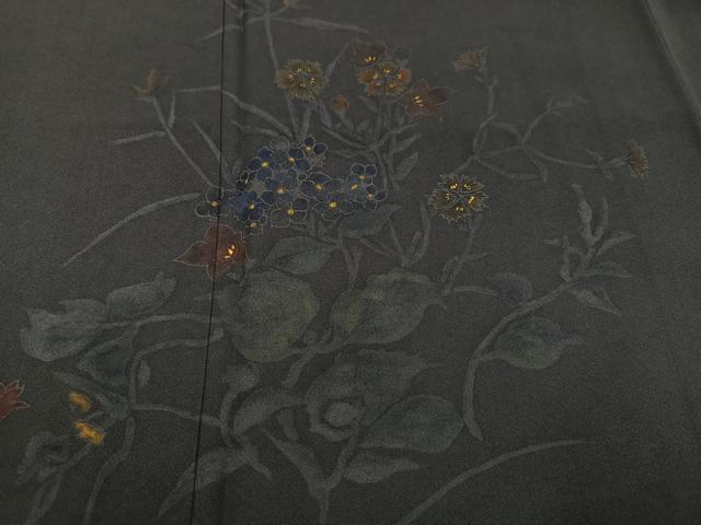 平和屋着物●訪問着 手描き ろうけつ染め 草花文 正絹 逸品 AABA2757ph