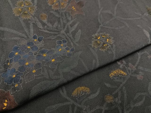 平和屋着物●訪問着 手描き ろうけつ染め 草花文 正絹 逸品 AABA2757ph