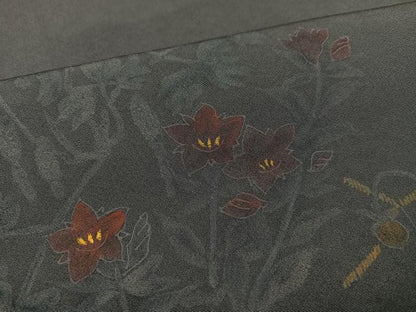 平和屋着物●訪問着 手描き ろうけつ染め 草花文 正絹 逸品 AABA2757ph