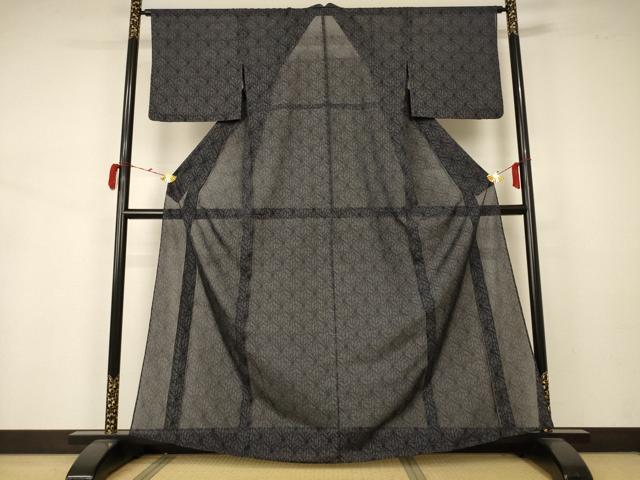 平和屋着物＊夏物 小紋 絽 幾何学文様 暈し染め 洗える着物 AABA2762jd