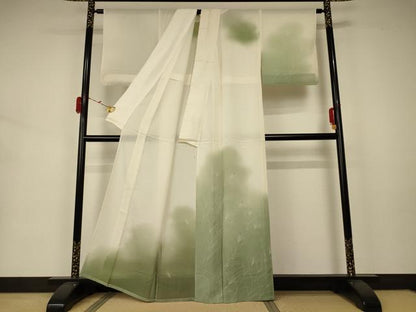 平和屋着物＊夏物 訪問着 絽 樹林文 暈し染め 正絹 逸品 AABA2763jd
