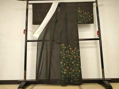 平和屋着物＊夏物 訪問着 絽 草花文 正絹 逸品 AABA2764jd