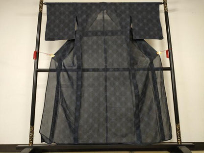 平和屋着物＊夏物 本場大島紬 夏大島 幾何学文様 正絹 逸品 AABA2766jd